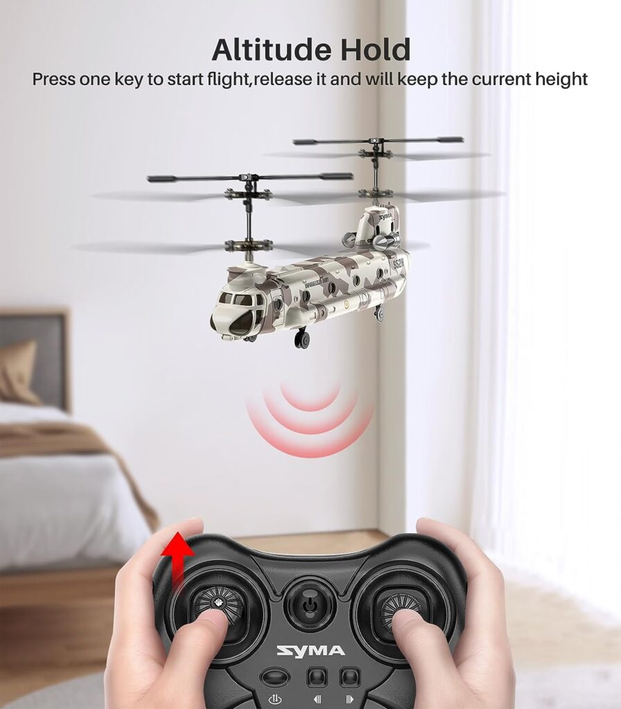 The Syma S52H Military Transport RC Helicopter has one key altitude hold 