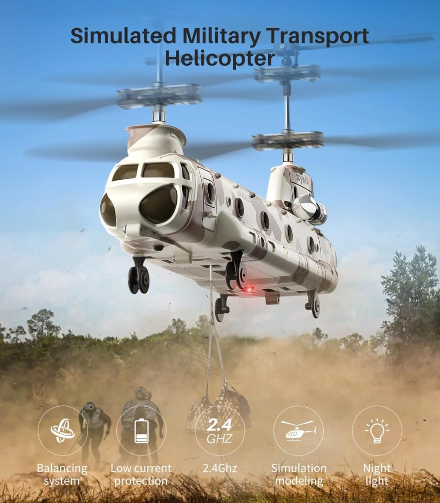 Features of the Syma S52H Military Transport RC Helicopter